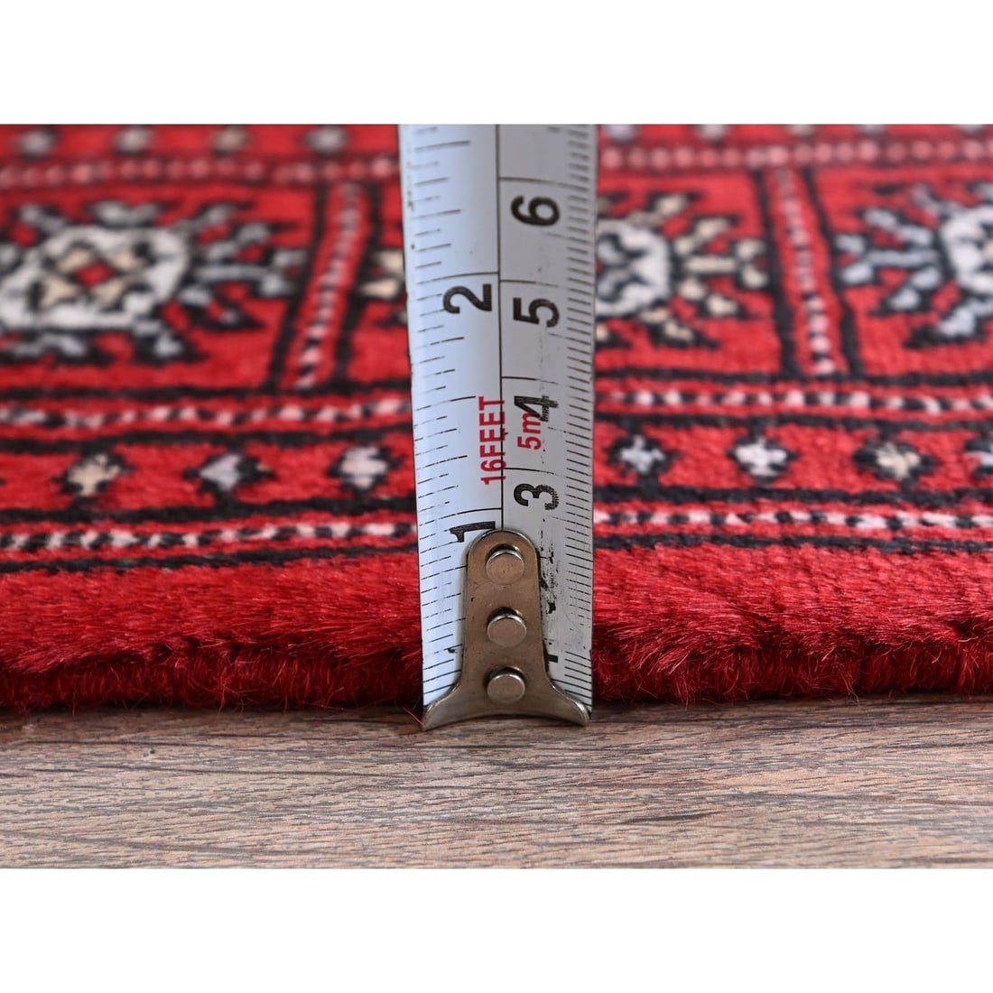 Chili Red Princess Bokara Tribal Medallions Hand Knotted Runner Rug - 6