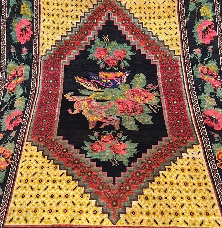 Hand Knotted Karabagh Tribal Wool Black Caucasian Oriental Rug 5' x 7'3" - 6