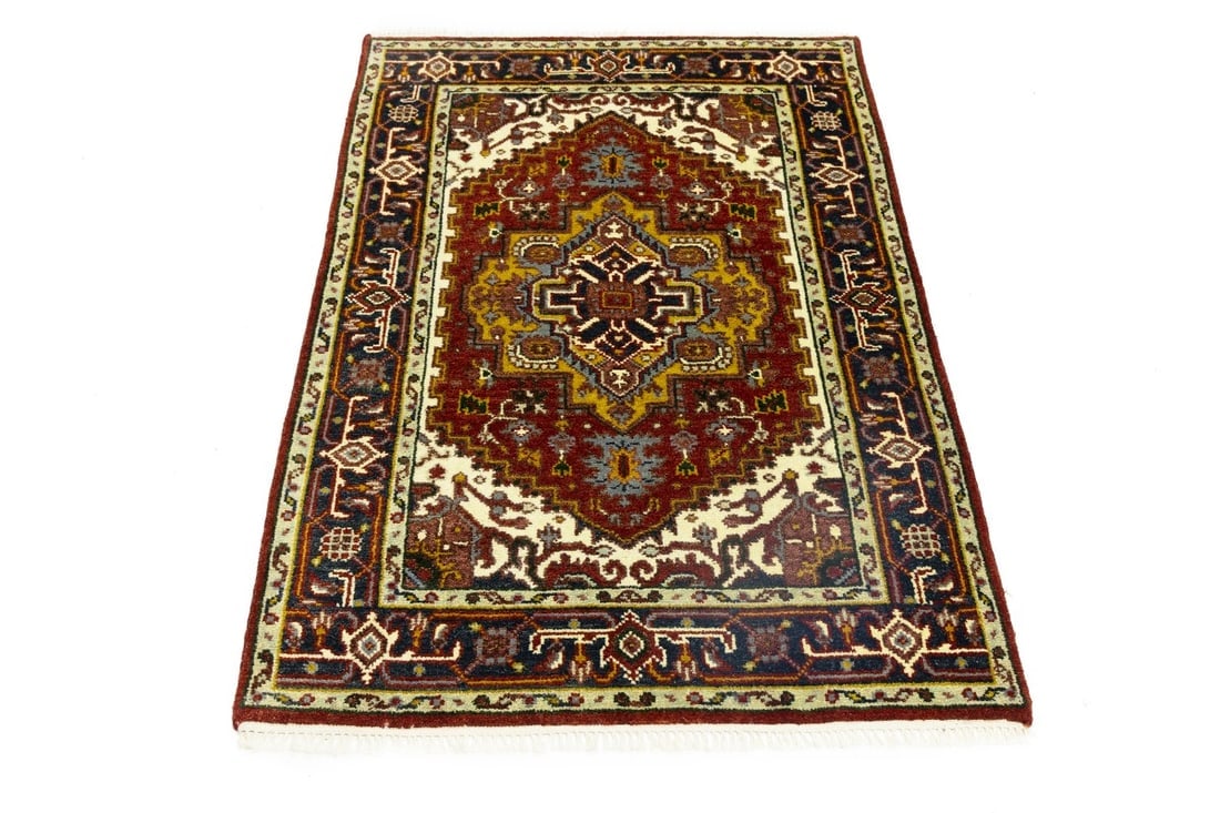 Rusty Red Geometric 4X6 Heriz Serapi Oriental Rug - 4