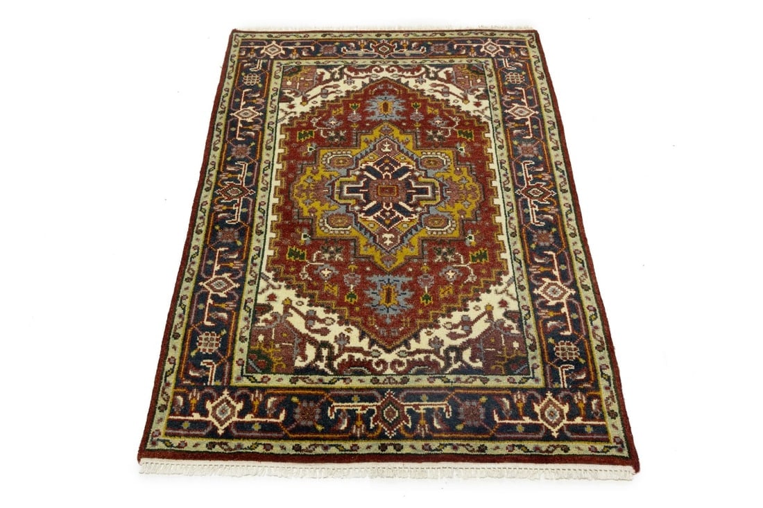 Rusty Red Geometric 4X6 Heriz Serapi Oriental Rug - 6