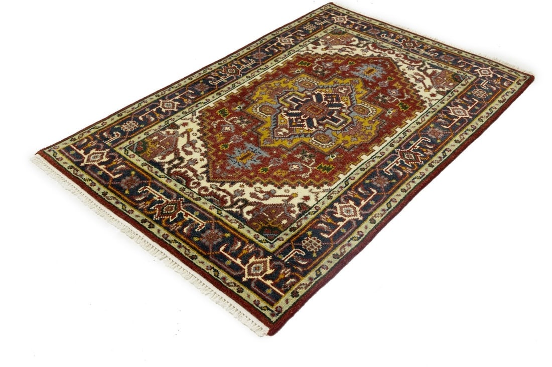 Rusty Red Geometric 4X6 Heriz Serapi Oriental Rug - 7