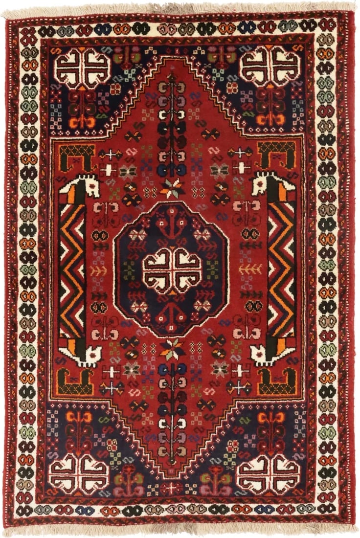 Red Tribal 3'4X5 Shiraz Persian Rug - 3