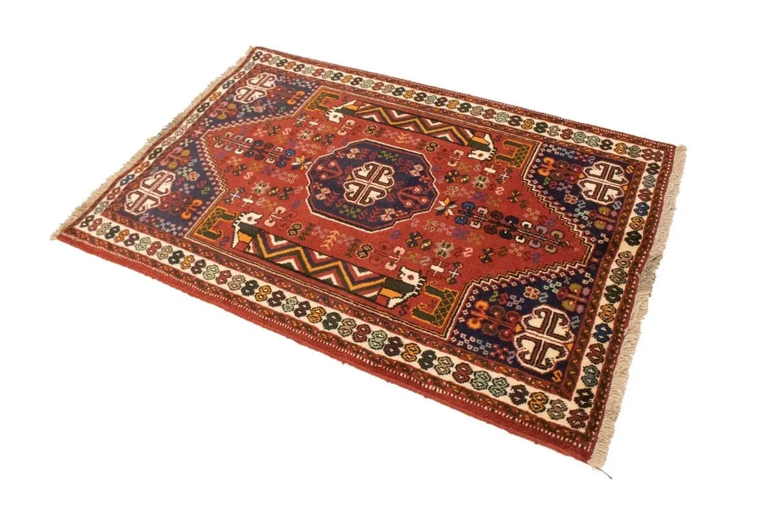 Red Tribal 3'4X5 Shiraz Persian Rug - 5