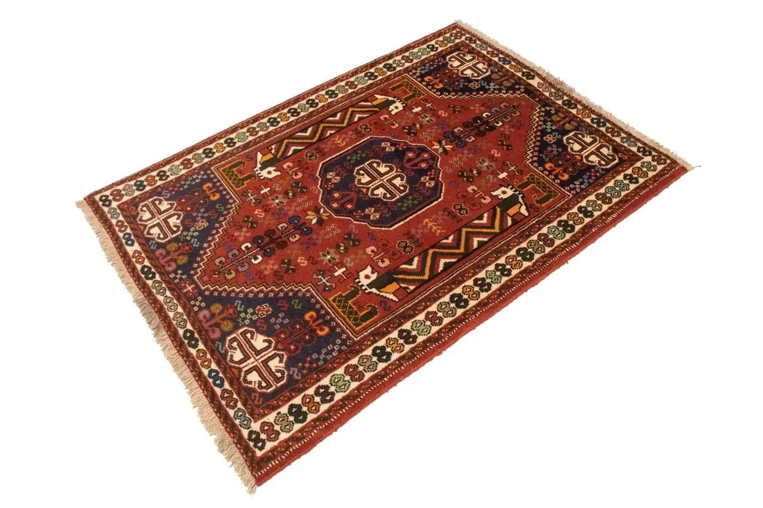 Red Tribal 3'4X5 Shiraz Persian Rug - 6