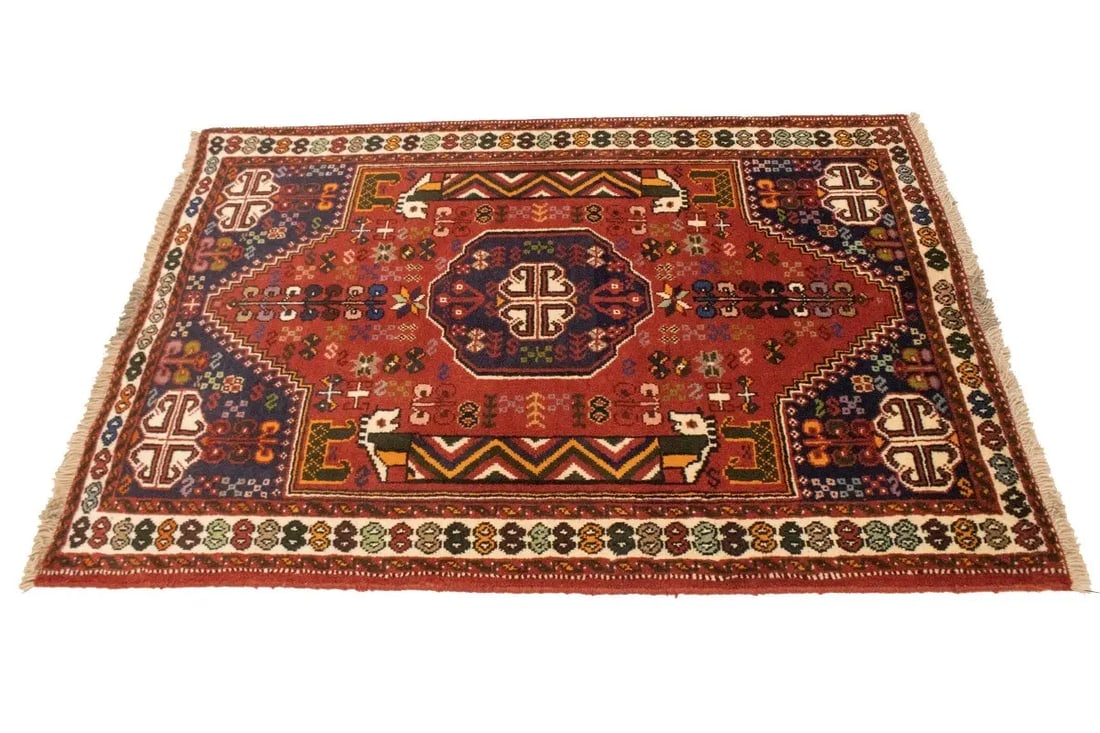 Red Tribal 3'4X5 Shiraz Persian Rug - 7