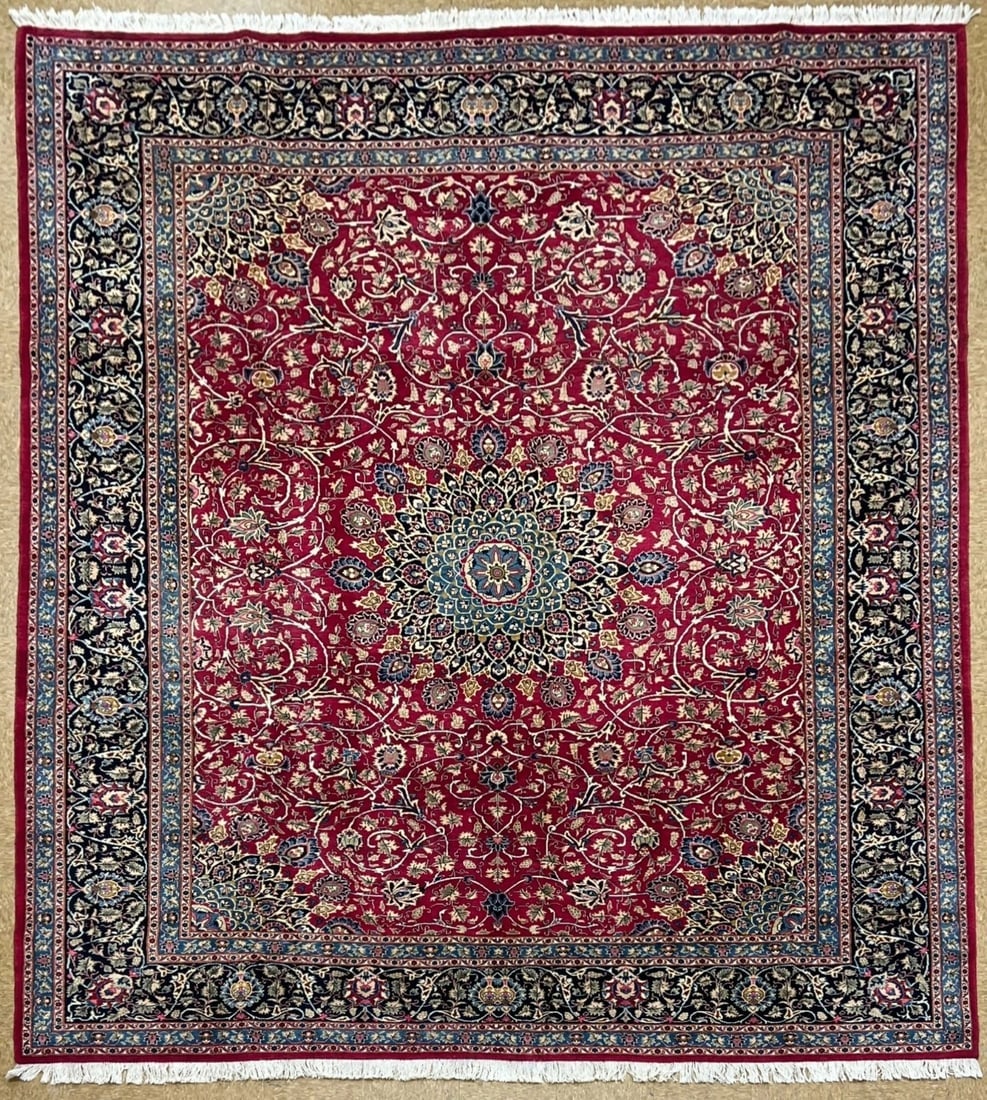 Hand Knotted Persian Kashmar Rug Magenta Red Wool 9'10" x 12'9" Area Carpet - 5