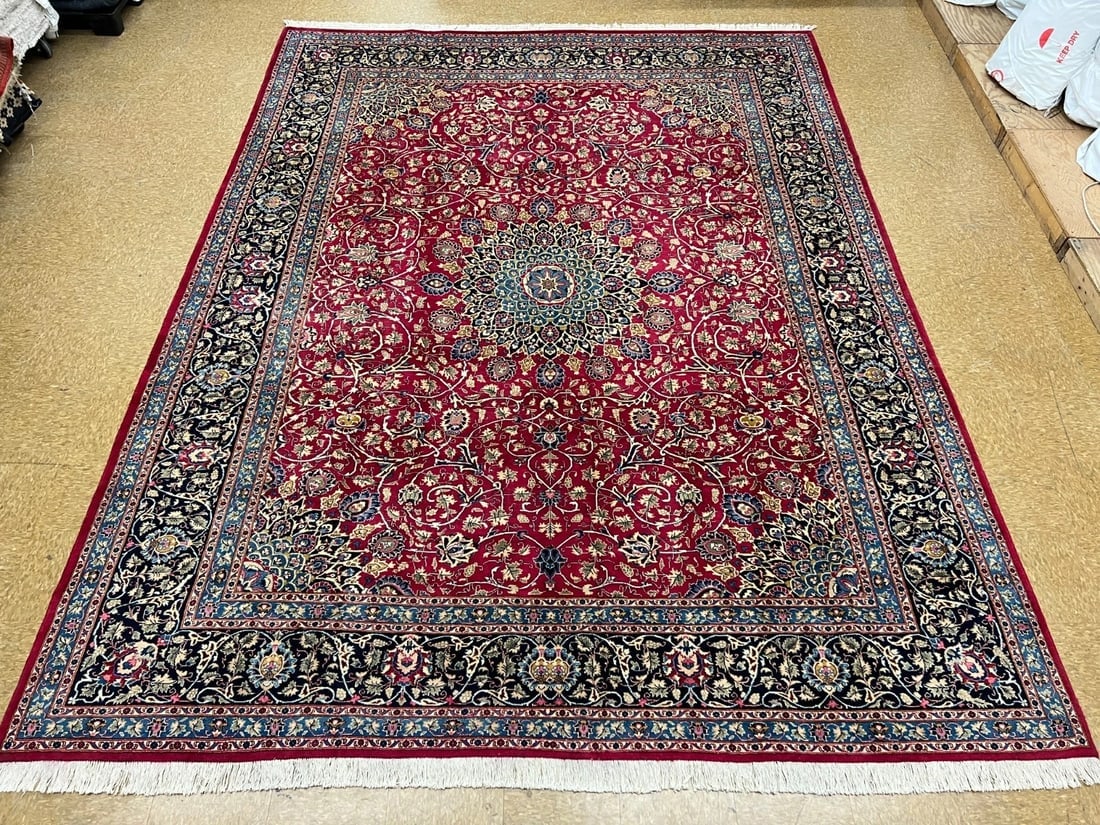 Hand Knotted Persian Kashmar Rug Magenta Red Wool 9'10" x 12'9" Area Carpet - 6