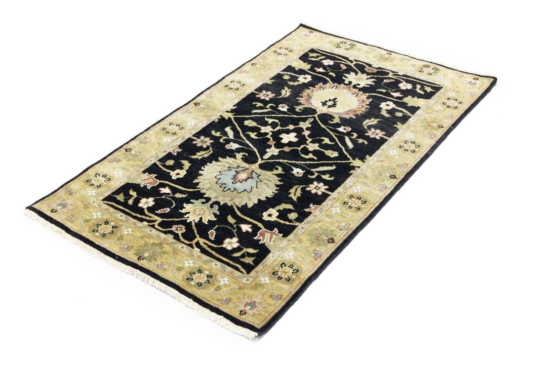 Black Floral Osh Chobi 3X5 Peshawar Oriental Rug - 7