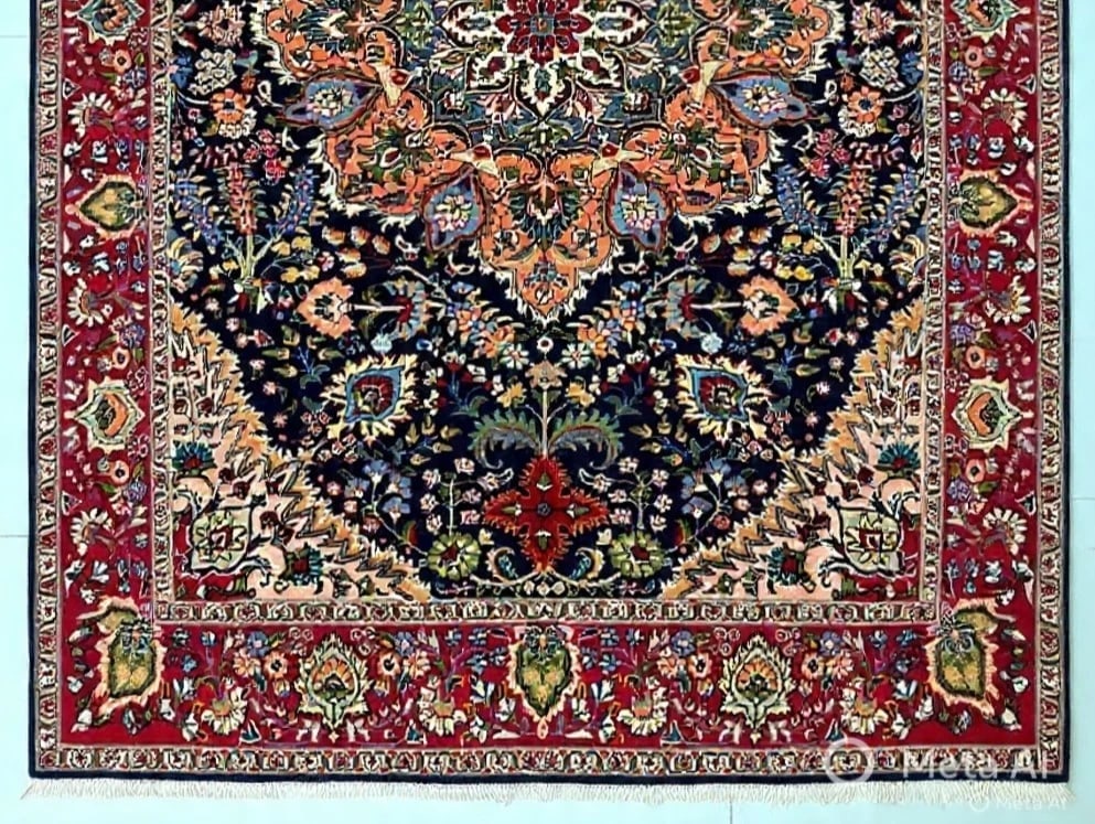 Hand Knotted Persian Tabriz Wool Navy Oriental Area Rug 6'7" x 9'3" - 8