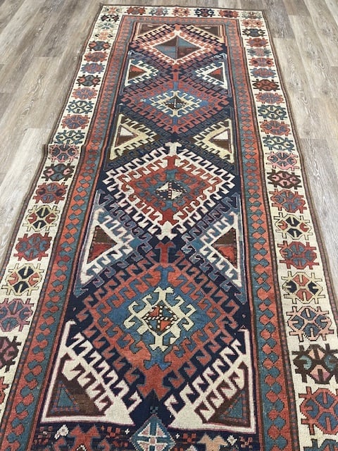 Antique Karabagh caucasian kazak Runner-4399 - 3