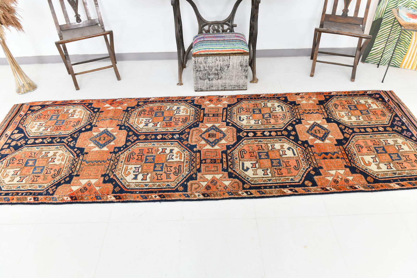 3'7'' x 10'7'' Vintage Wool Runner Rug - 23484 - 2