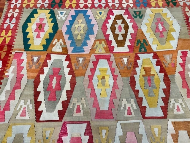 Colorful antique Caucasian Kilim rug-4892 - 5