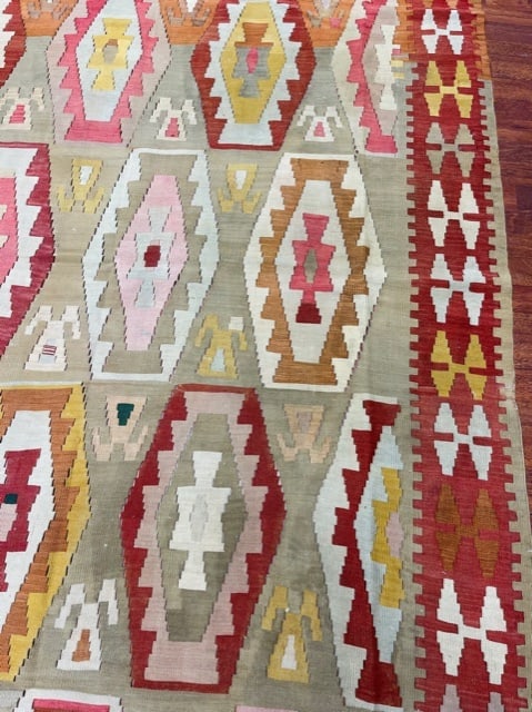 Colorful antique Caucasian Kilim rug-4892 - 7
