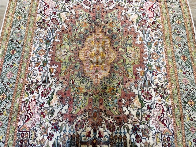 Vintage Silk Tabriz Rug-5315 - 3