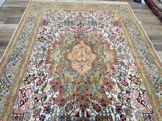 Vintage Silk Tabriz Rug-5315 - 7