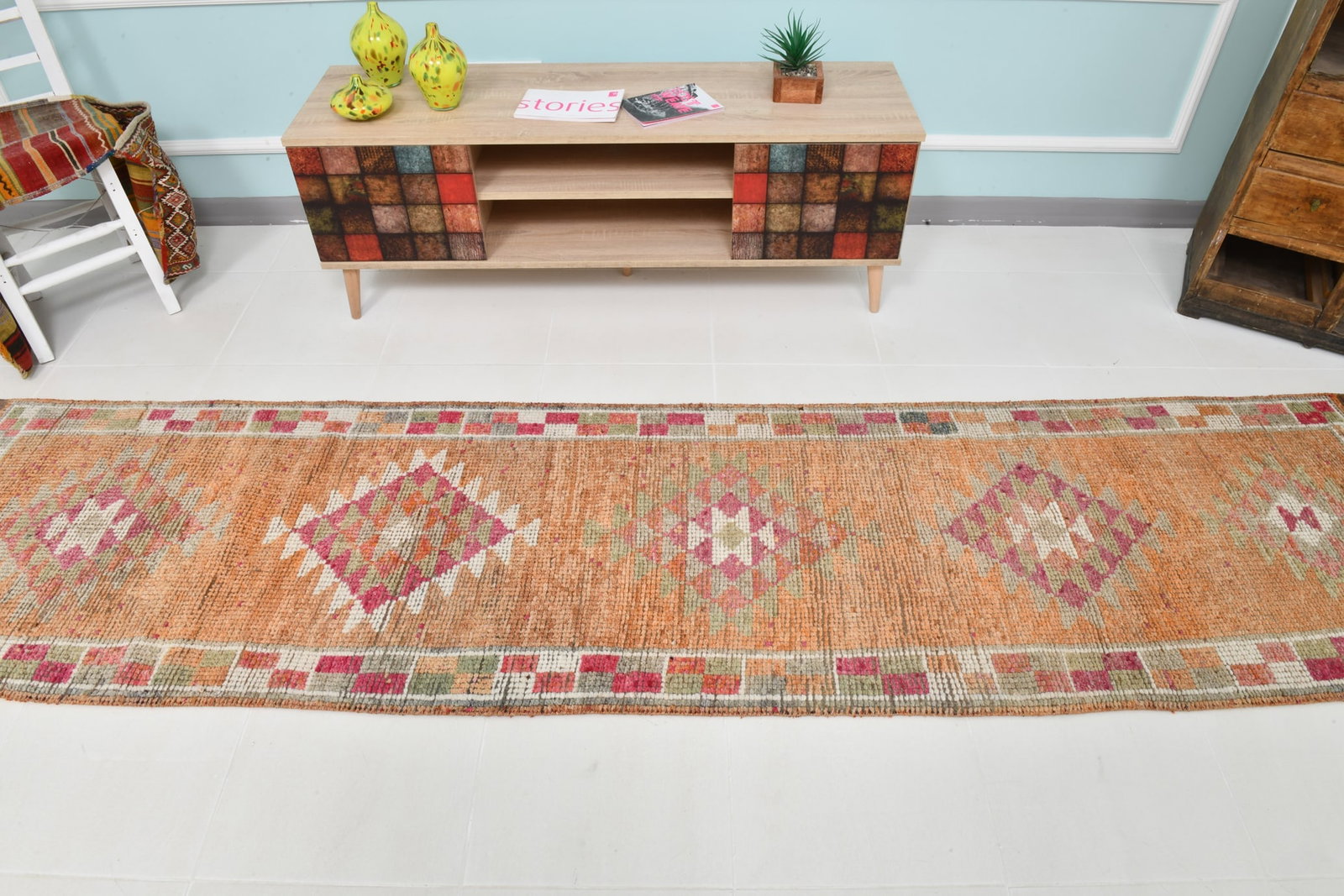 2'6'' x 11'1'' Vintage Wool Runner Rug - 22307 - 2