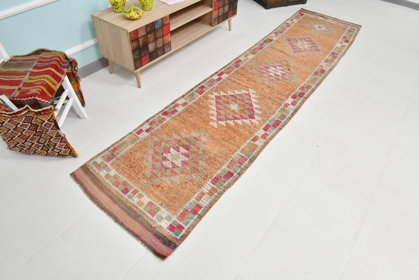 2'6'' x 11'1'' Vintage Wool Runner Rug - 22307 - 3