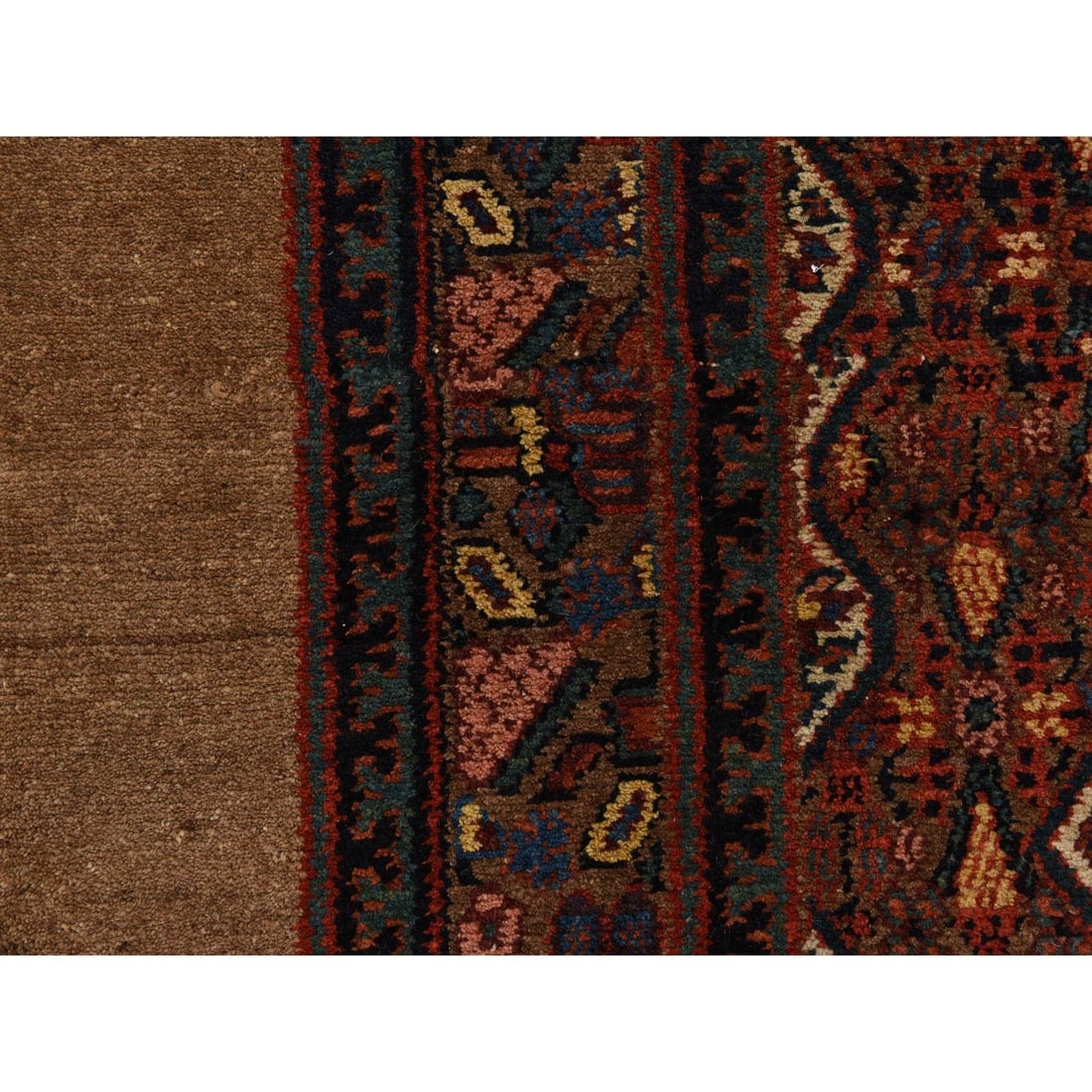 Brown Antique Camel Hair Serab Wool Even Wear Hand Knotted Runner Rug - 2