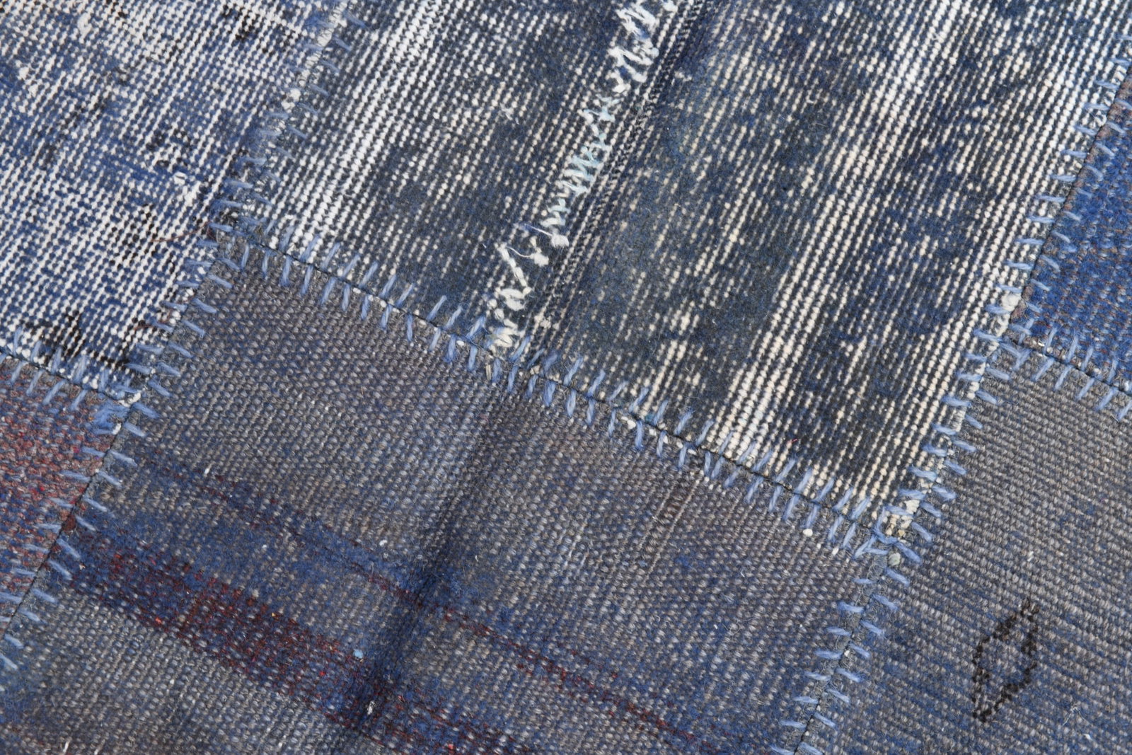 6'11'' x 9'10'' Handmade Vintage Wool Patchwork Rug - 642 - 6