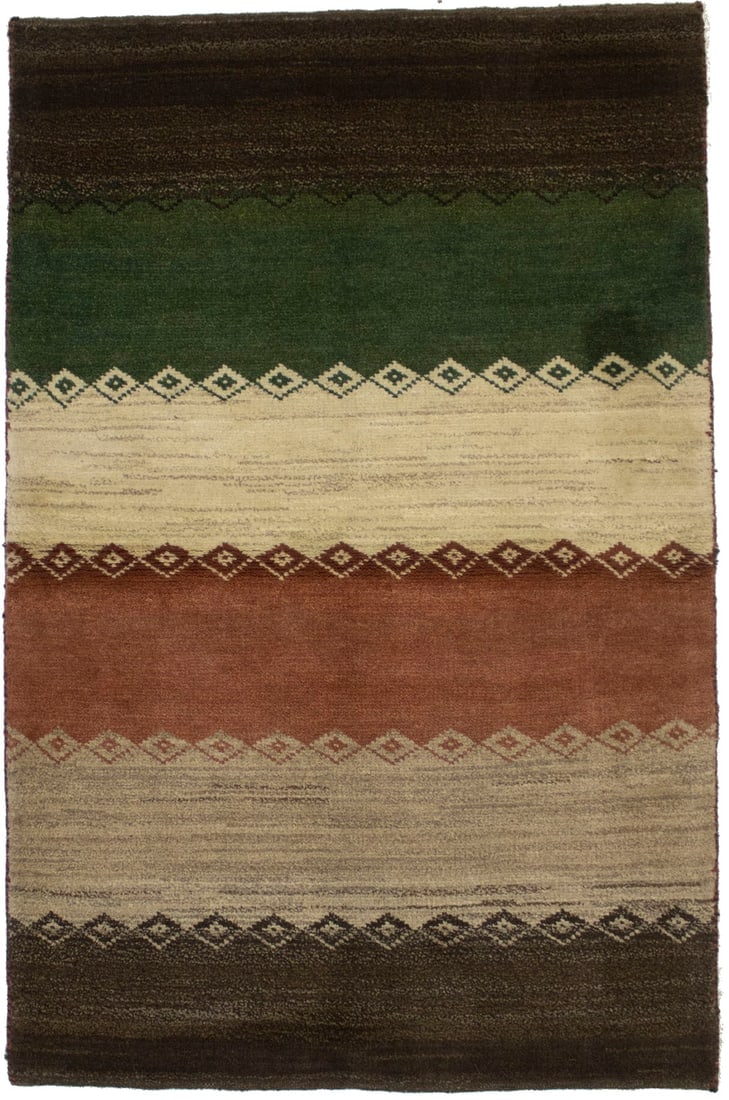 Vintage Tribal Stripes 3'5X5'3 Gabbeh Persian Rug - 2