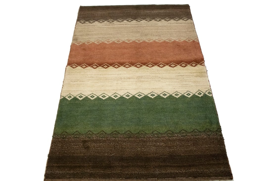 Vintage Tribal Stripes 3'5X5'3 Gabbeh Persian Rug - 4