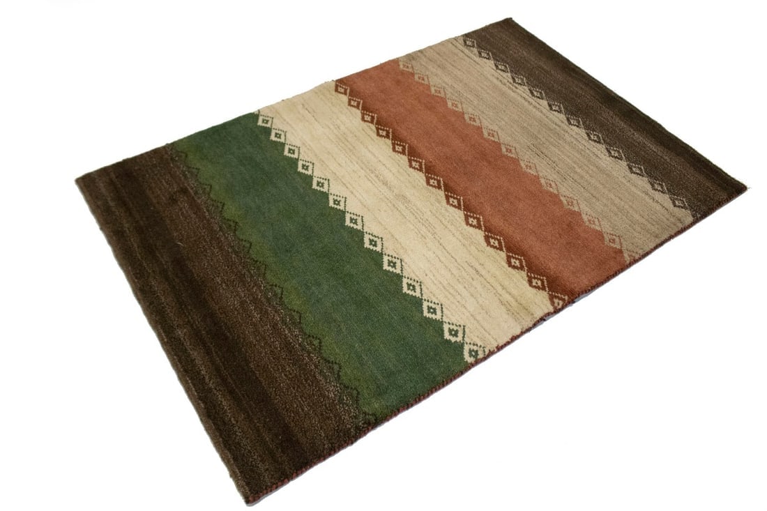 Vintage Tribal Stripes 3'5X5'3 Gabbeh Persian Rug - 5