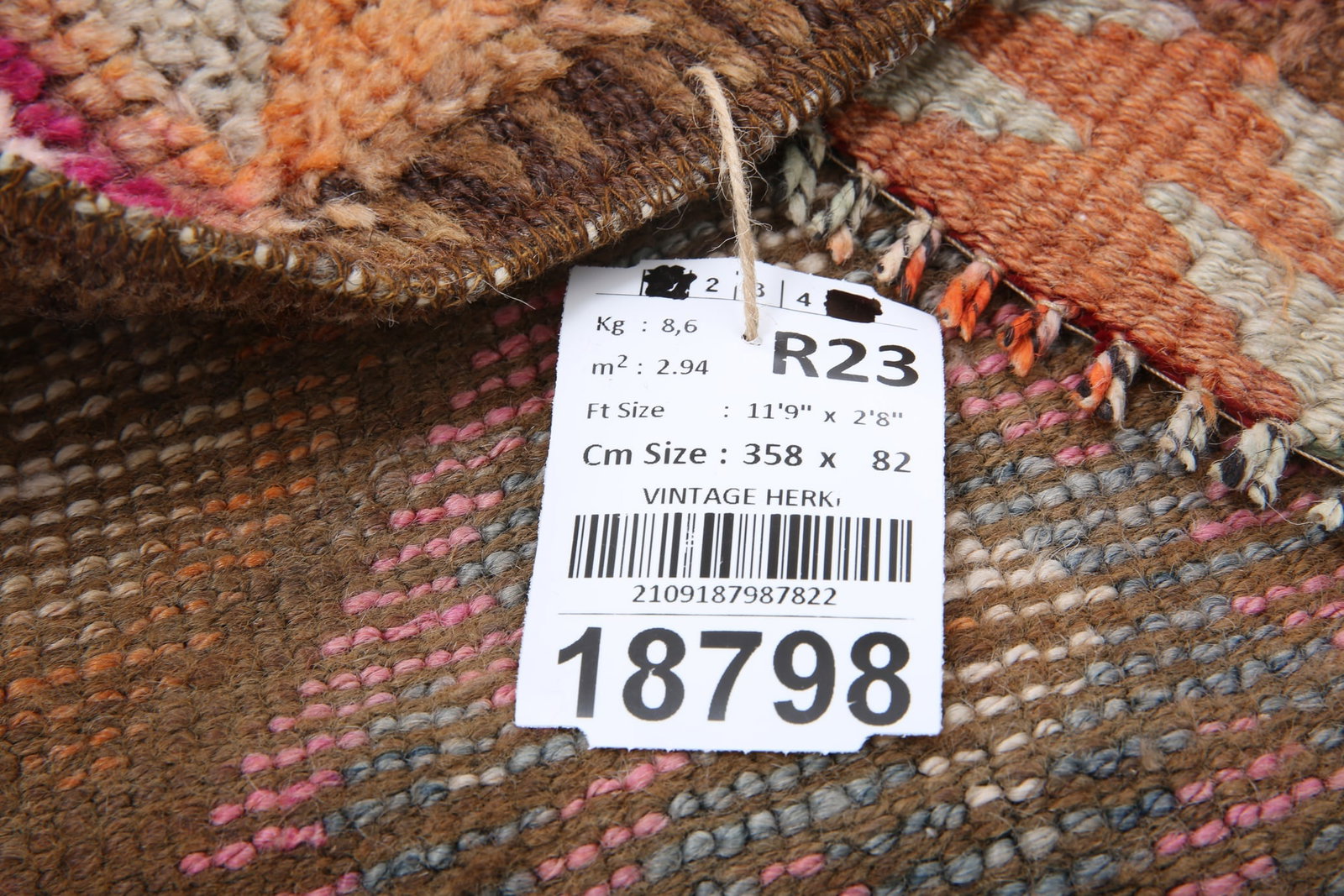 2'8'' x 11'8'' Handmade Vintage Wool Patchwork Rug - 18798 - 17