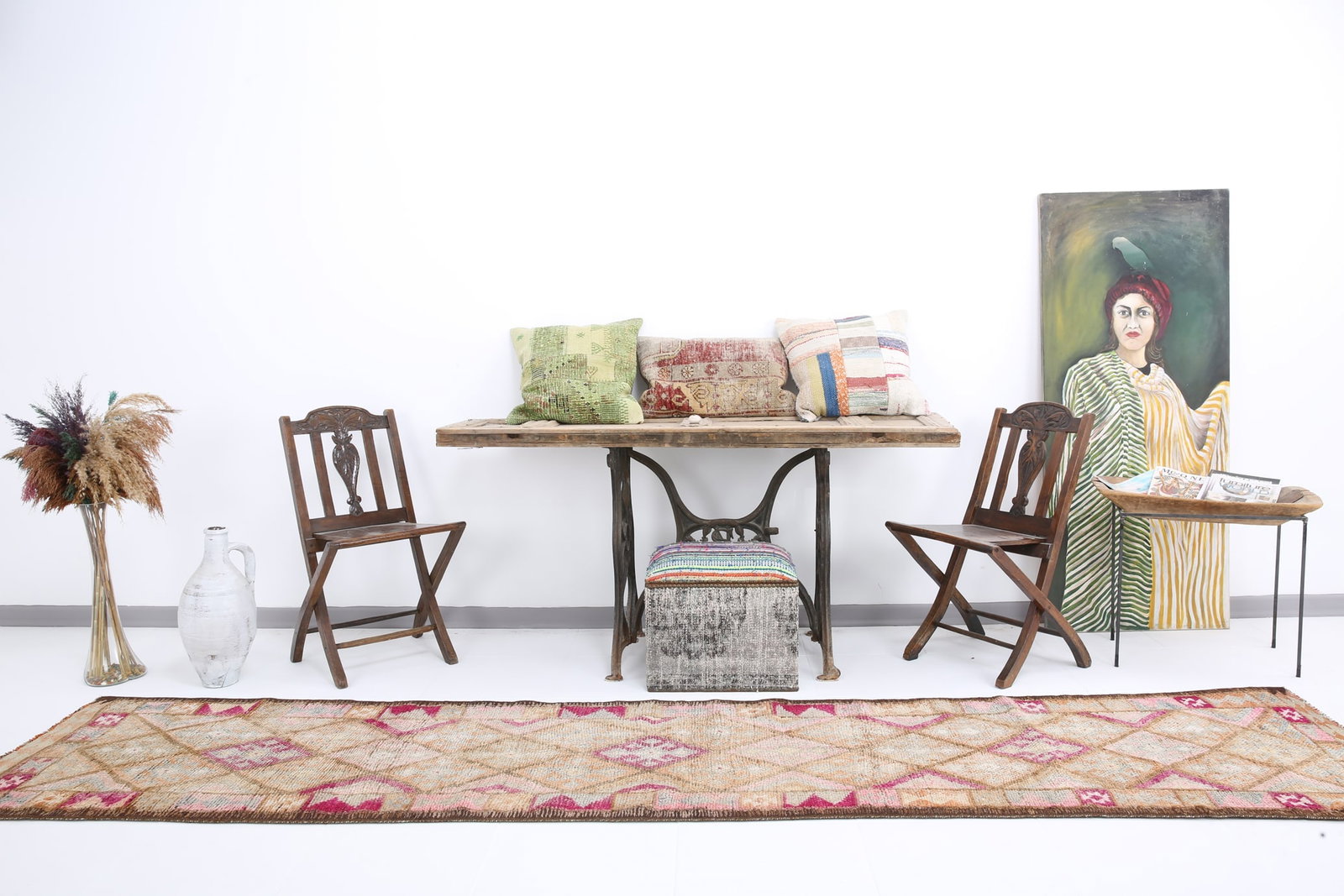2'8'' x 11'8'' Handmade Vintage Wool Patchwork Rug - 18798 - 2