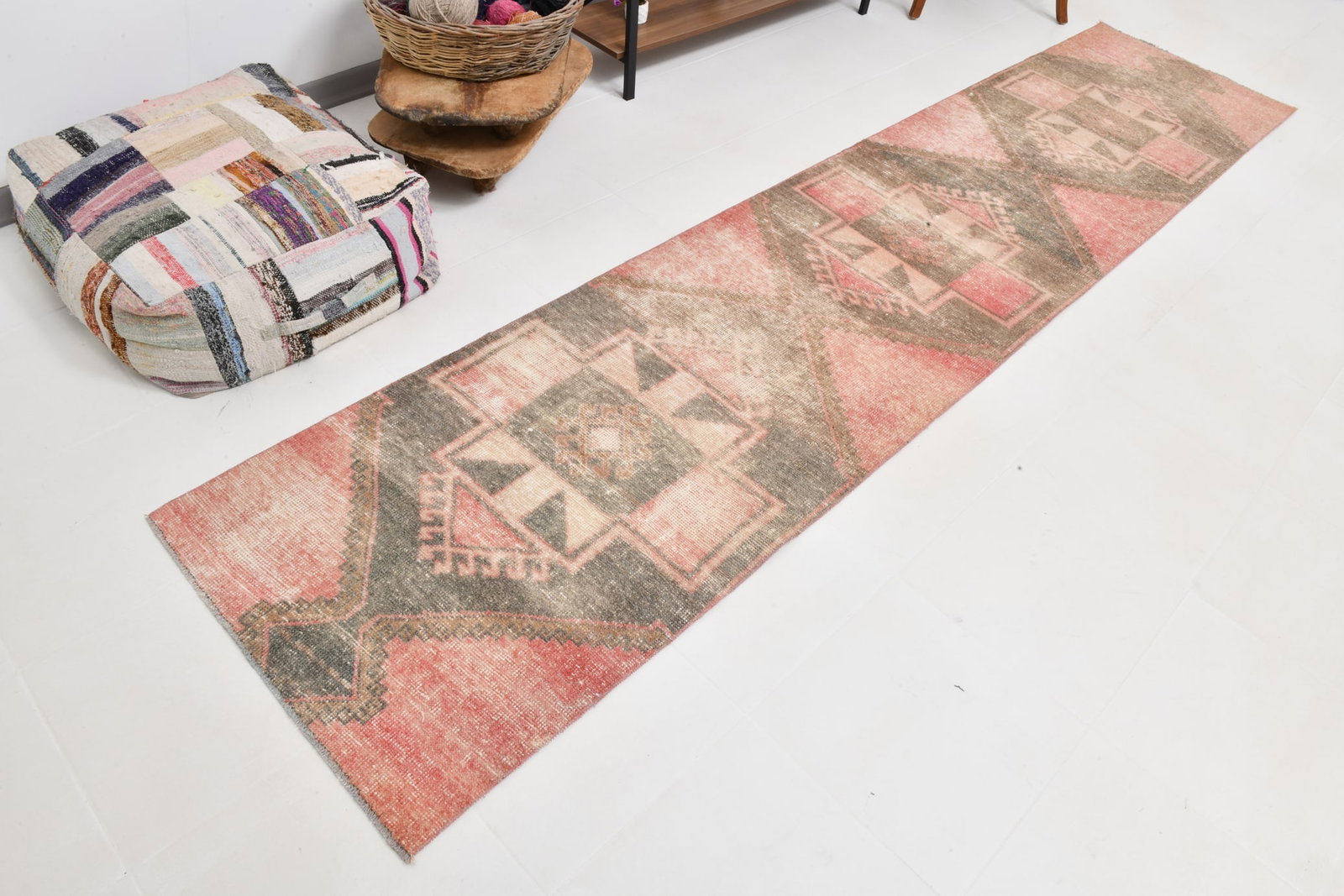 2'7'' x 12'0'' Handmade Vintage Wool Rug - 22160 - 3
