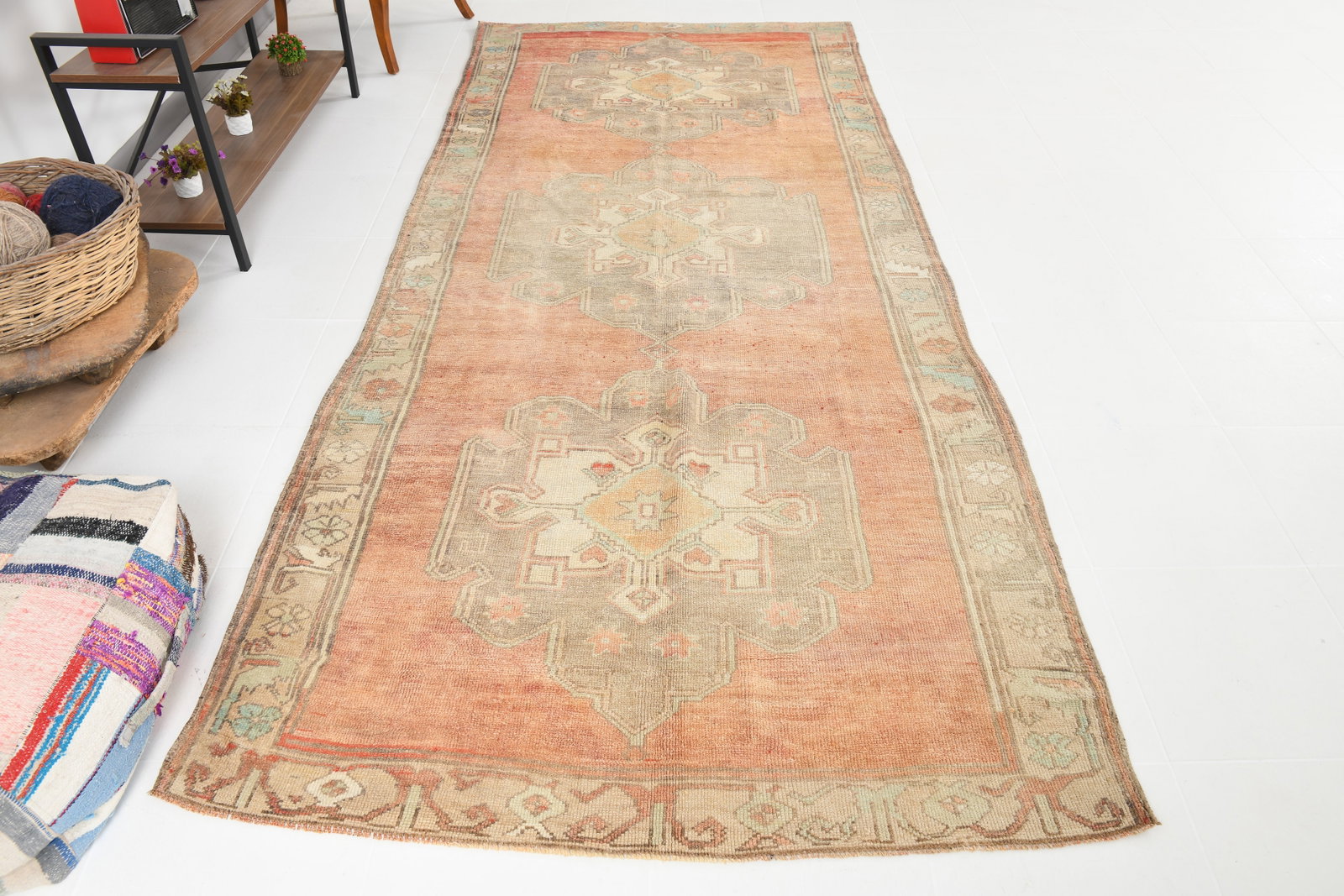 4'11'' x 11'3'' Turkish Vintage Runner Rug - 17605 - 2