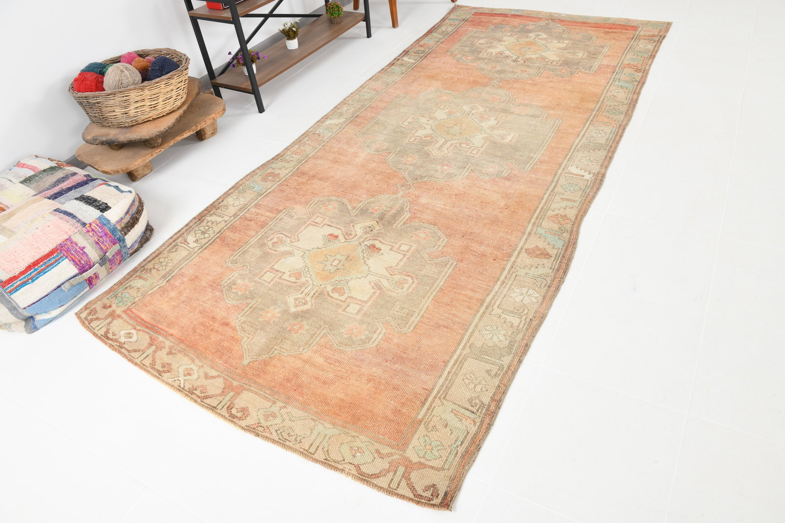 4'11'' x 11'3'' Turkish Vintage Runner Rug - 17605 - 3