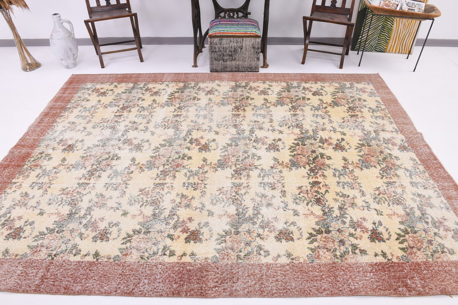 6'10'' x 9'6'' Turkish Vintage Runner Rug - 7229 - 2