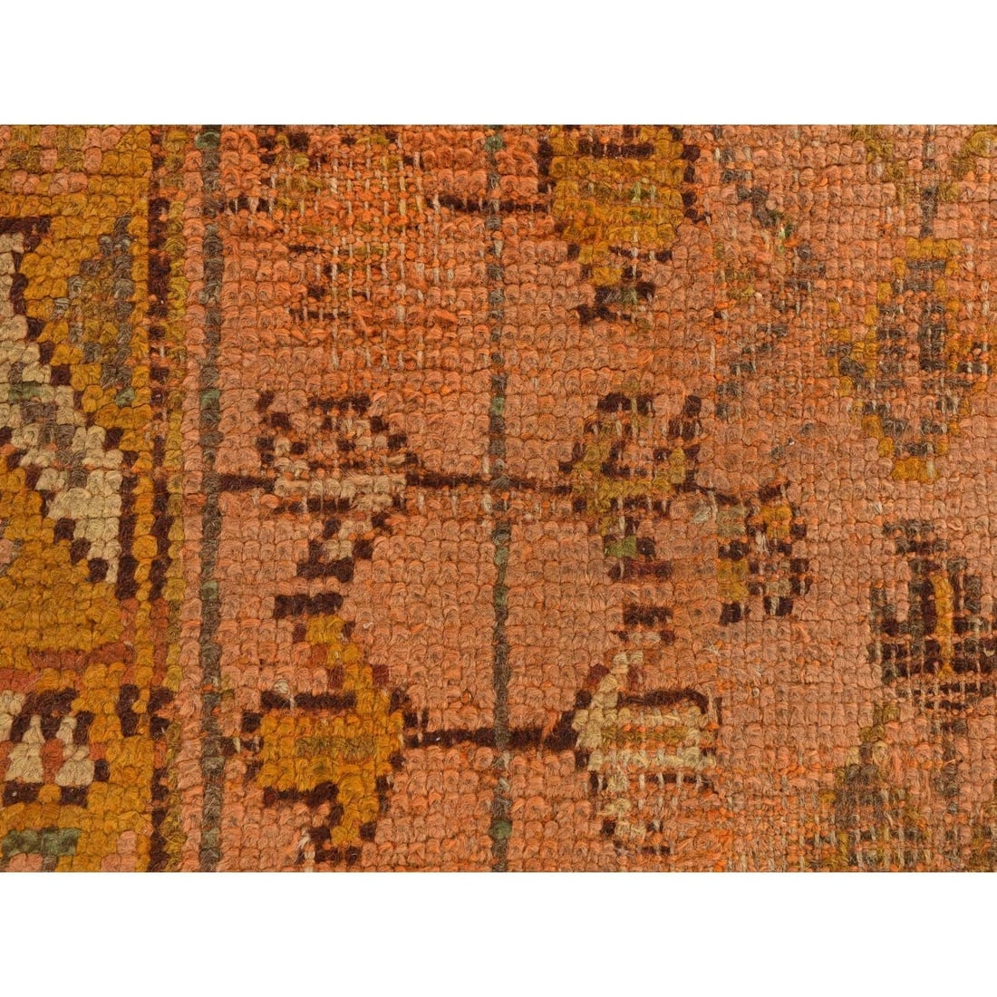 Coral Color Antique Turkish Oushak Clean Wool Weft Hand Knotted Rug - 2