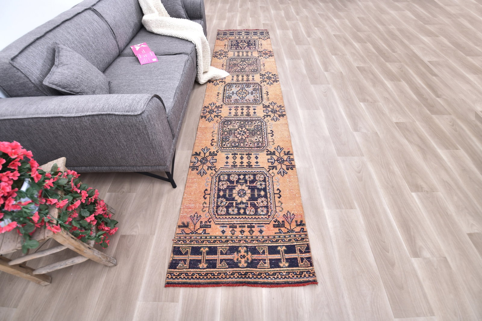 2'11'' x 11'9'' Handmade Vintage Wool Rug - 241017 - 2