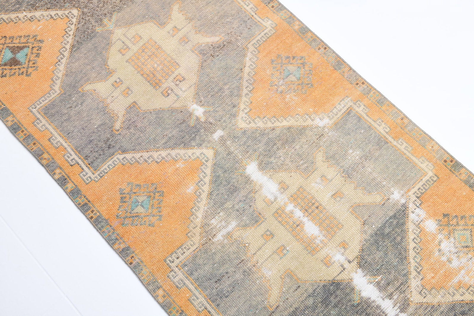 2'10'' x 11'2'' Handmade Vintage Wool Patchwork Rug - 17664 - 5