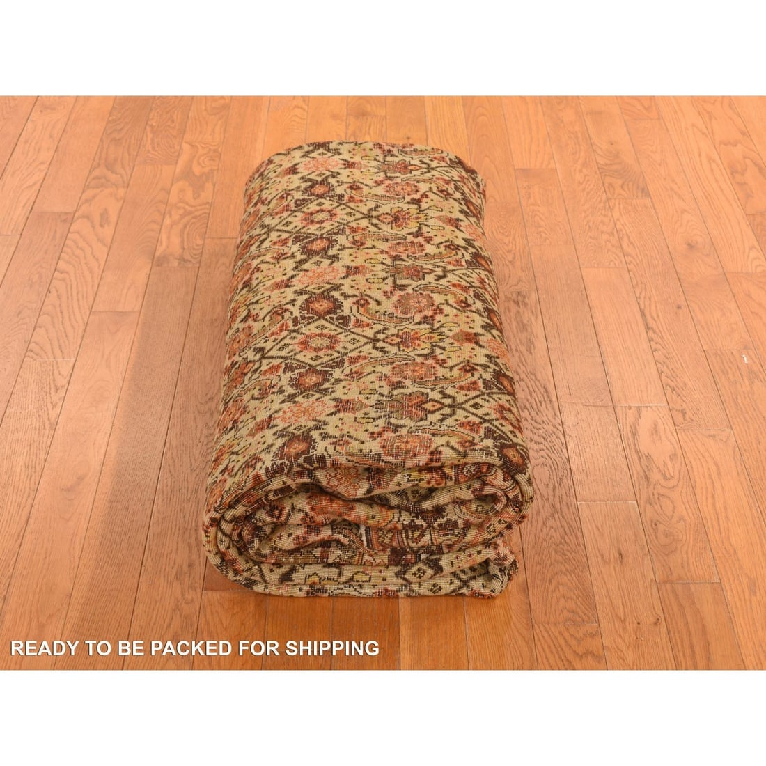 Brown Antique Persian with Fish Tabriz Design Hand Knotted Wool Rug - 7