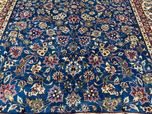 Singed Antique persian Yazd Kirman Rug-3491 - 6