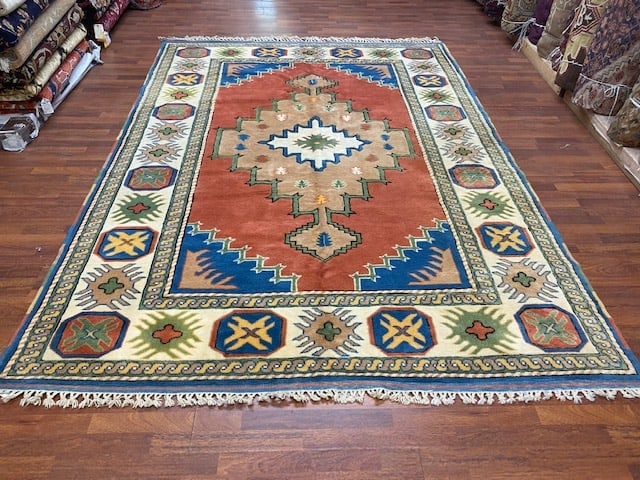 Vintage Serapi design Turkish Rug-3965: Title:Vintage Serapi design Turkish Rug-3965 Description:Vintage Tuekish Serapi design Rug, from central Turkey, size 7 ft by 10 ft, circa 1970, excellent condition with good pile throughout, complete