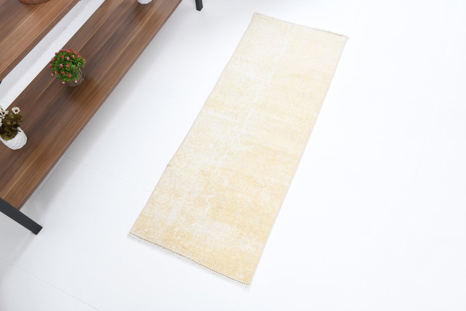 1'4'' x 3'8'' Handmade Vintage Wool Rug - 7276 - 3