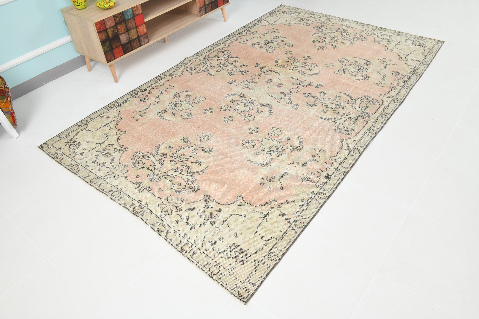 6'0'' x 8'11'' Handmade Vintage Wool Rug - 17808 - 3