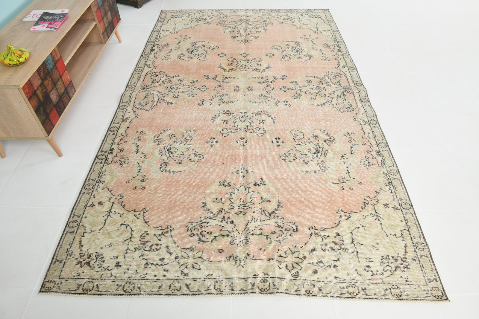 6'0'' x 8'11'' Handmade Vintage Wool Rug - 17808 - 4
