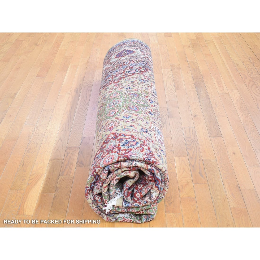 Yellow, Antique Persian Sherkat, Hand Knotted Pure Wool Oversized Rug - 11