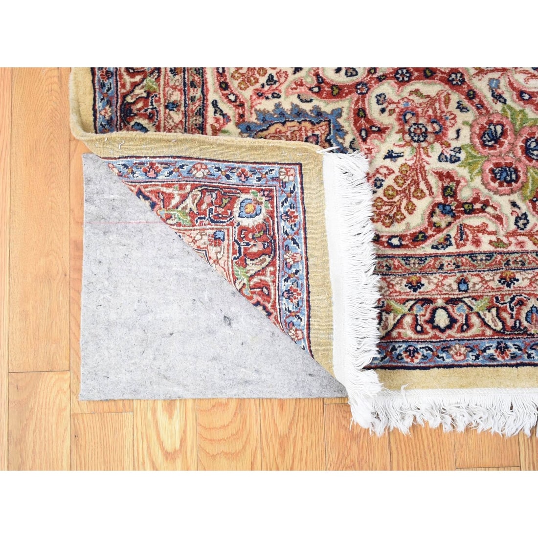 Yellow, Antique Persian Sherkat, Hand Knotted Pure Wool Oversized Rug - 4