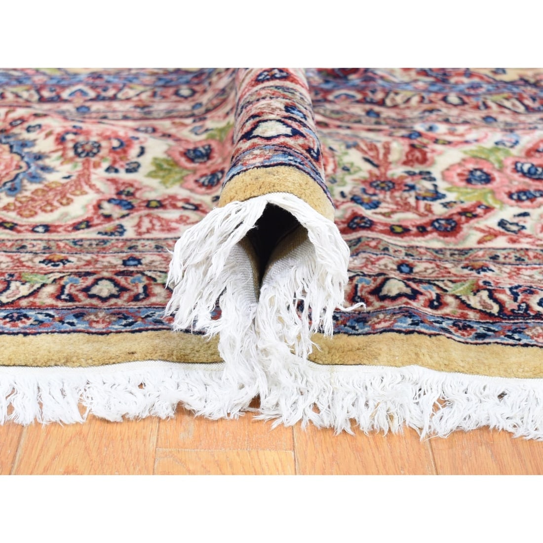 Yellow, Antique Persian Sherkat, Hand Knotted Pure Wool Oversized Rug - 5