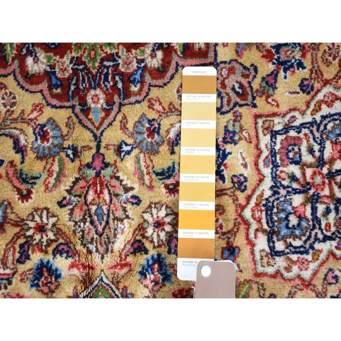 Yellow, Antique Persian Sherkat, Hand Knotted Pure Wool Oversized Rug - 7