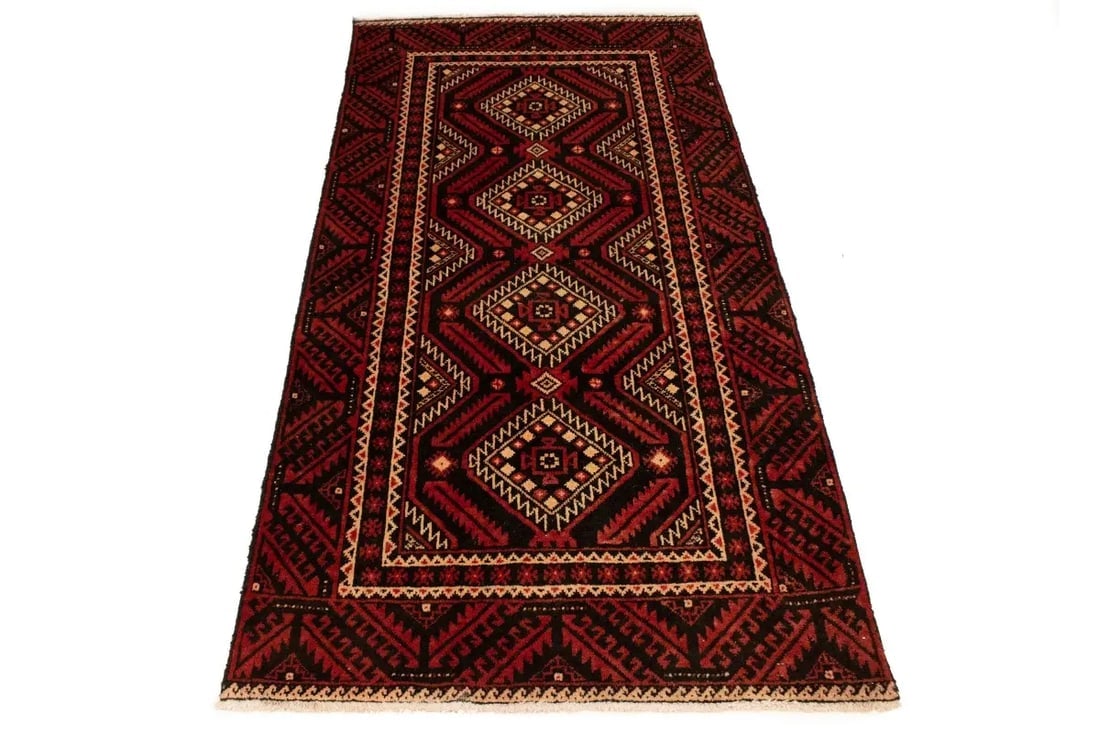 Vintage Red Tribal 3'3X6'5 Balouch Persian Rug - 2