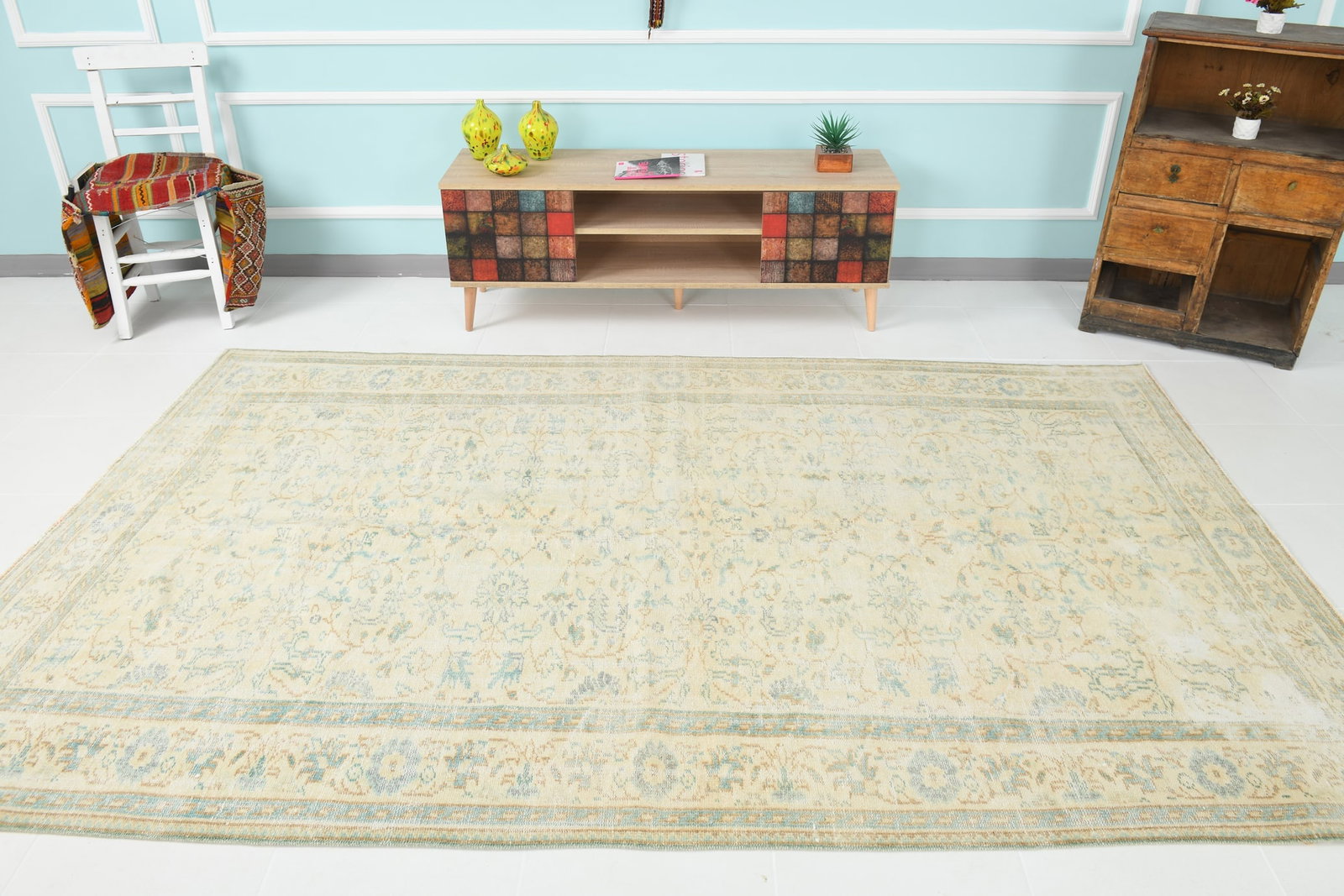 6'0'' x 9'5'' Handmade Vintage Wool Rug - 17898 - 2