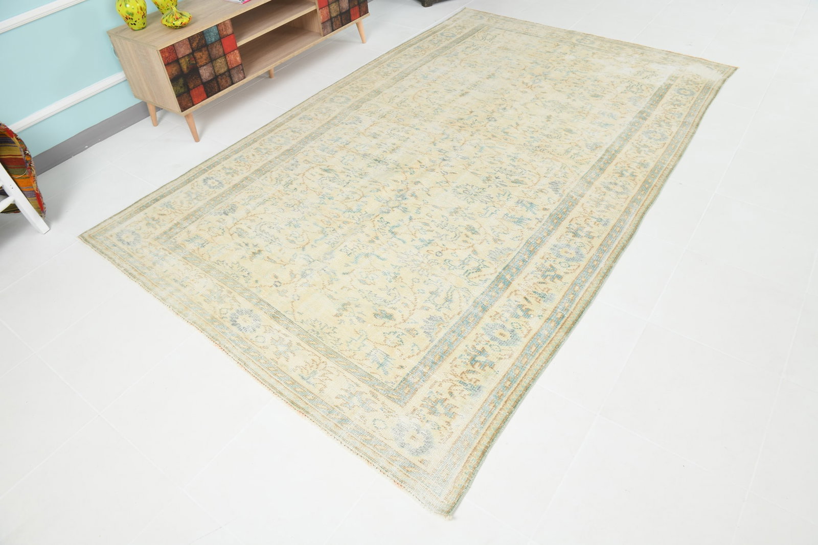 6'0'' x 9'5'' Handmade Vintage Wool Rug - 17898 - 3