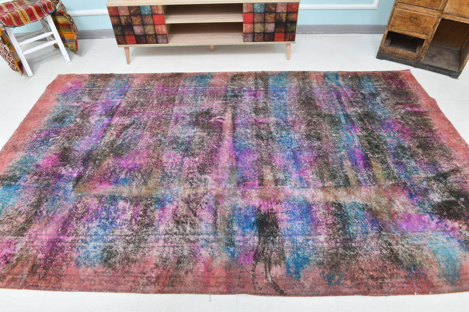 5'8'' x 9'4'' Handmade Vintage Wool Rug - 3146 - 2