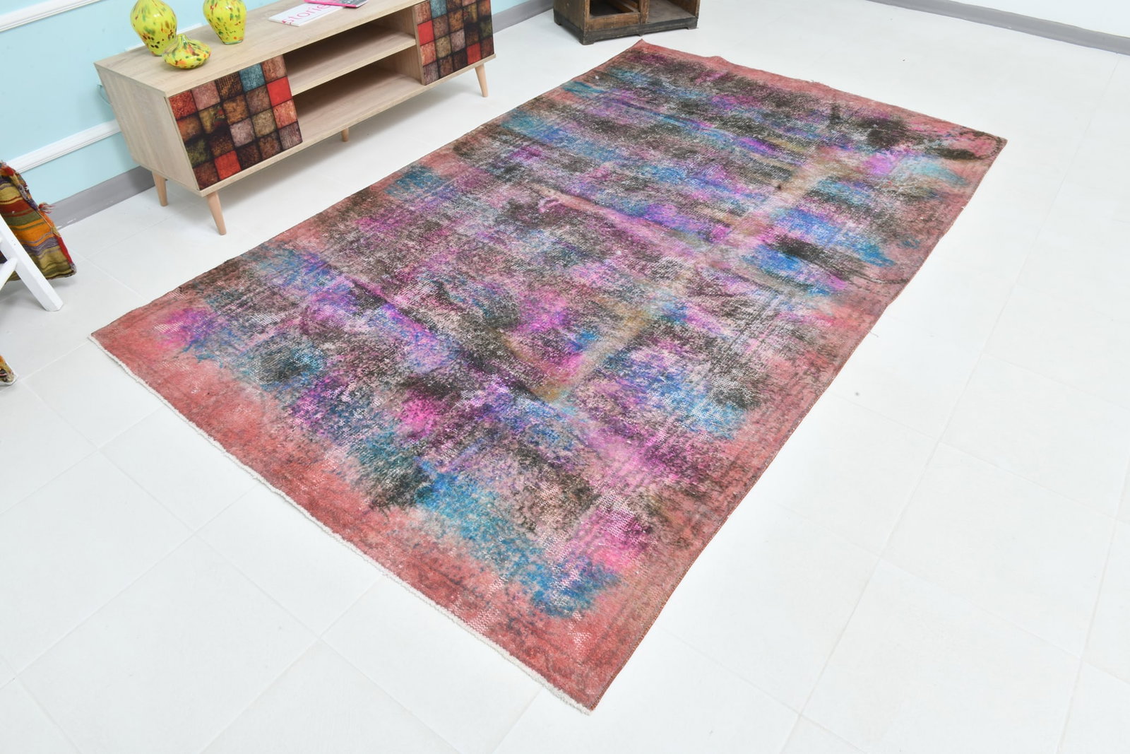 5'8'' x 9'4'' Handmade Vintage Wool Rug - 3146 - 3